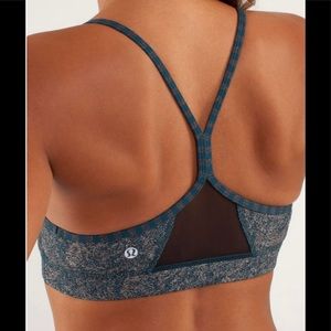Lululemon Flow Y Bra IV Rose Herringbone Black/ Half Micro Macro Alberta Lake